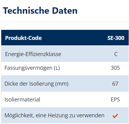 Technische Daten SE-300