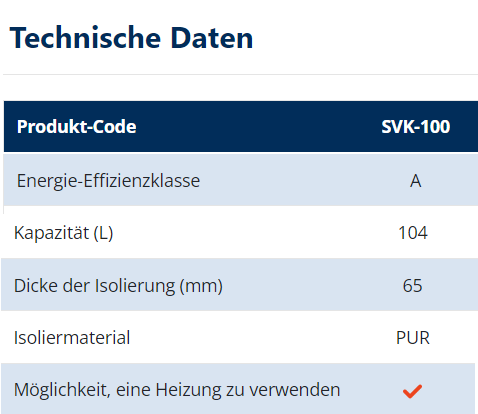 Technische Daten SVK